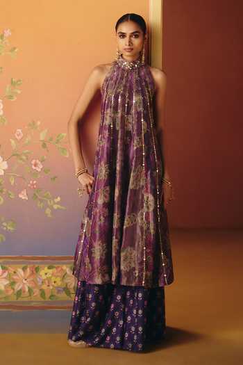 Drishti & Zahabia Phulkari Print Kurta & Pant Set