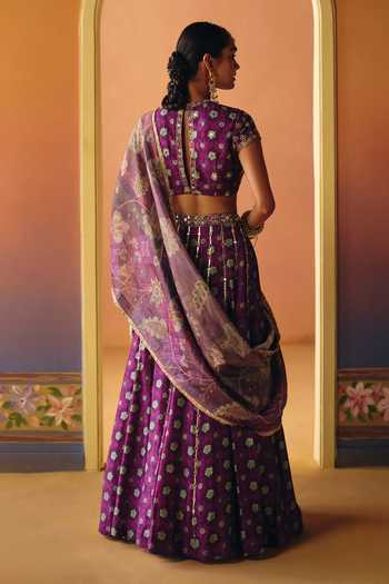 Drishti & Zahabia Saanjh Phulkari Print Lehenga Set