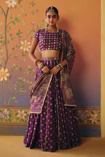 Drishti & Zahabia Saanjh Phulkari Print Lehenga Set