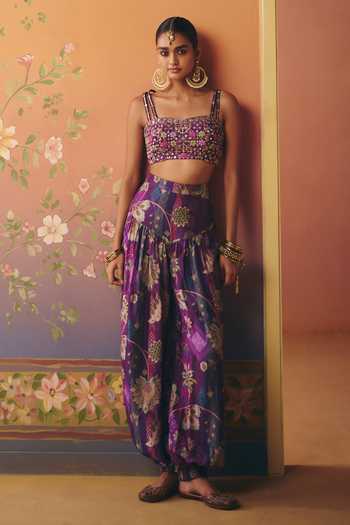 Drishti & Zahabia Saanjh Phulkari Print Top & Pant Set