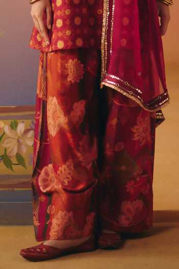 Drishti & Zahabia Orange Silk, Organza, Crepe, Dupion Meher Phulkari Print Jacket And Kurta Set Online at Aza Fashions Drishti & Zahabia_Orange Silk, Organza, Crepe, Dupion Meher Phulkari Print Jacket And Kurta Set _Online_at_Aza_Fashions