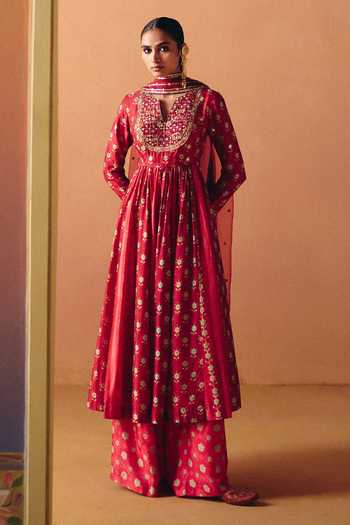 Drishti & Zahabia Ruhi Phulkari Print Anarkali Set
