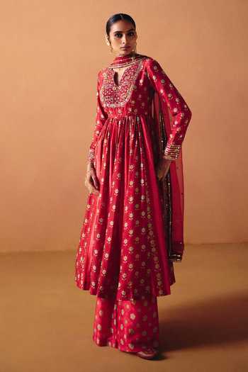 Drishti & Zahabia Ruhi Phulkari Print Anarkali Set