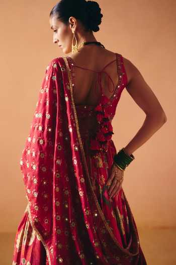 Drishti & Zahabia Ruhi Pleated Embroidered Lehenga Set