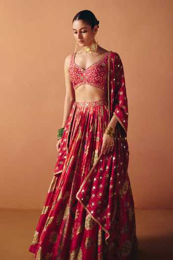 Drishti & Zahabia Ruhi Pleated Embroidered Lehenga Set