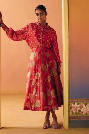 Drishti & Zahabia Ruhi Phulkari Print Skirt Set