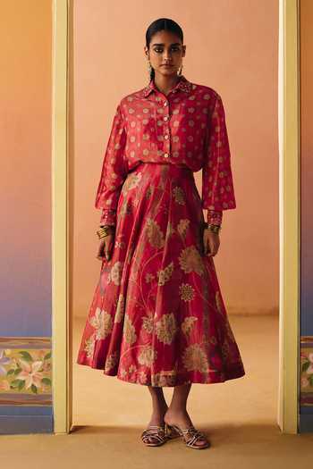 Drishti & Zahabia Ruhi Phulkari Print Skirt Set