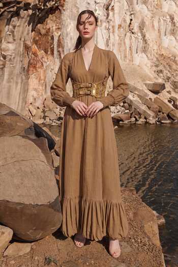 Nikita Mhaisalkar Dress With Embroidered Griddle Belt 