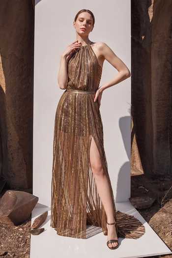 Nikita Mhaisalkar Hand Embroidered Slit Dress 