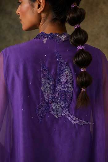 Vrinda Soni Twilight Sheer Cape Pant Set 