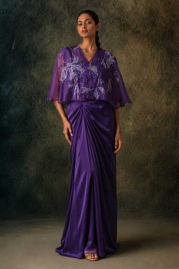 Vrinda Soni Sway Embroidered Cape Set 