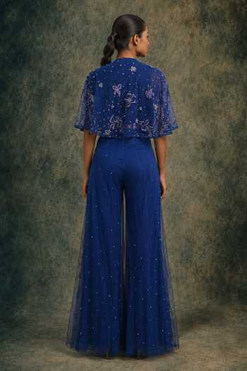 Vrinda Soni Flutter Embroidered Cape Pant Set 