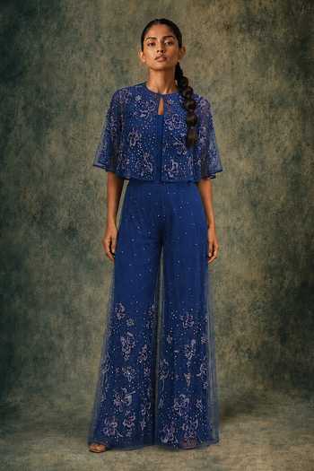 Vrinda Soni Flutter Embroidered Cape Pant Set 