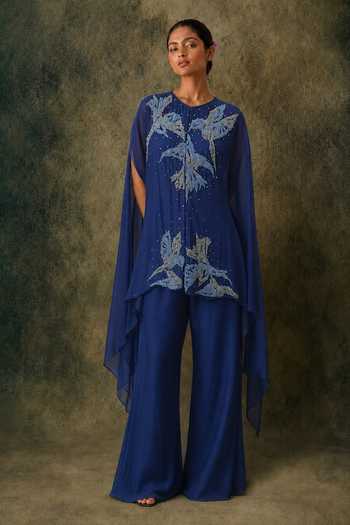 Vrinda Soni Wander Embroidered Cape Set 