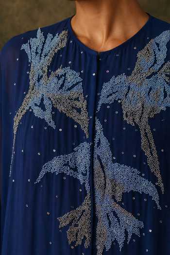 Buy Vrinda Soni Blue Georgette, Satin Round Neck Wander Embroidered Cape Set Online at Aza Fashions Buy_Vrinda Soni_Blue Georgette, Satin Round Neck Wander Embroidered Cape Set _Online_at_Aza_Fashions