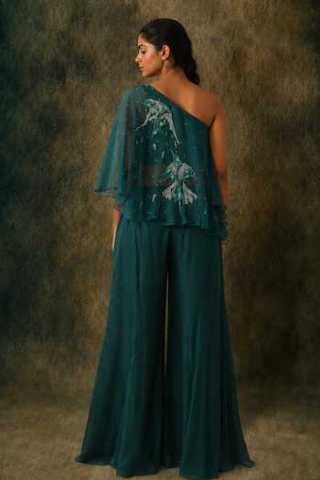 Vrinda Soni Canopy One Shoulder Cape Pant Set 