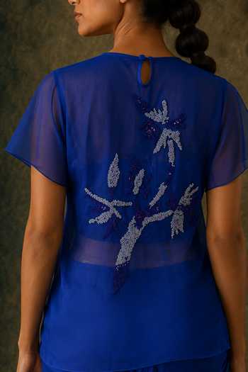 Vrinda Soni Flicker Embroidered Top & Draped Skirt Set 