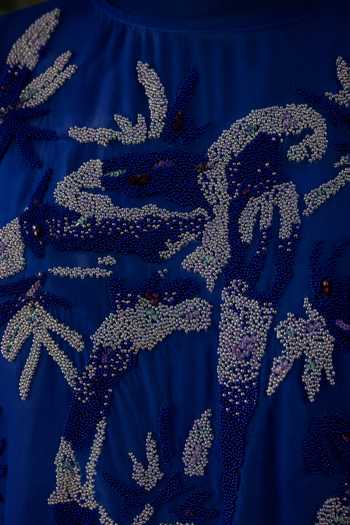 Buy Vrinda Soni Blue Silk Organza, Satin Round Neck Flicker Embroidered Top And Draped Skirt Set Online at Aza Fashions Buy_Vrinda Soni_Blue Silk Organza, Satin Round Neck Flicker Embroidered Top And Draped Skirt Set _Online_at_Aza_Fashions
