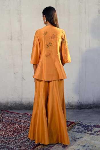 Vrinda Soni Gilded Embroidered Jacket & Sharara Set 