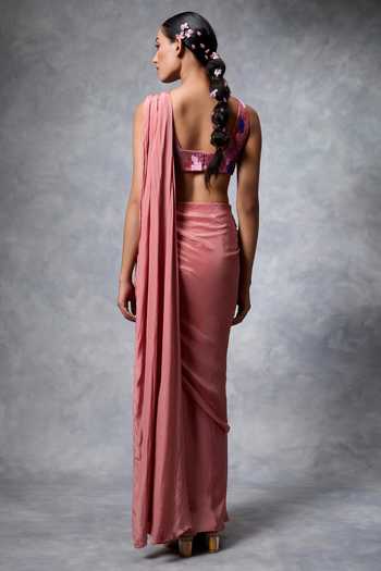 Vrinda Soni Sprinkle Pre-Draped Saree With Embroidered Blouse 