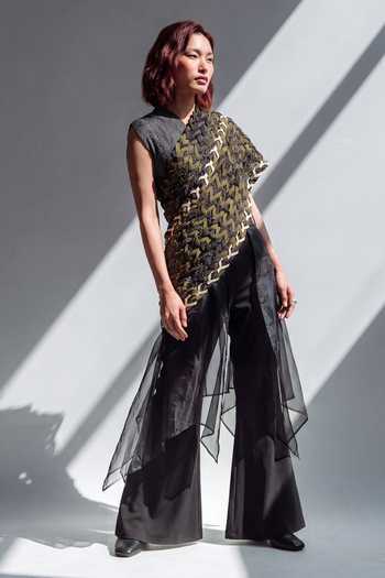 Devina Juneja Magnolia Pant Saree With Corded Blouse