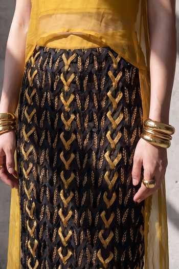 Buy Devina Juneja Black Crepe Daisy Midi Skirt Online at Aza Fashions Buy_Devina Juneja_Black Crepe Daisy Midi Skirt _Online_at_Aza_Fashions