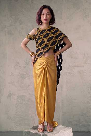 Devina Juneja Daisy Pre-Draped Saree With Embroidered Blouse 