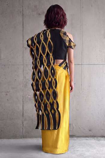 Devina Juneja Daisy Pre-Draped Saree With Embroidered Blouse 