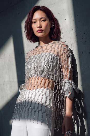 Devina Juneja Hamptons Lace Embellished Bib Top 