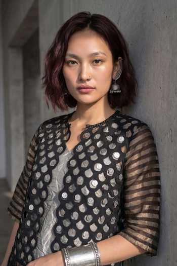 Shop Devina Juneja Black Organza, Crepe Open Neck Banarsi Kimono Jacket Online at Aza Fashions Shop_Devina Juneja_Black Organza, Crepe Open Neck Banarsi Kimono Jacket _Online_at_Aza_Fashions