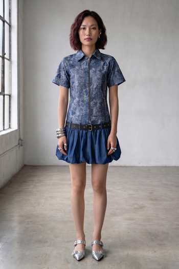 Devina Juneja Dahlia Bubble Hem Dress With Belt 