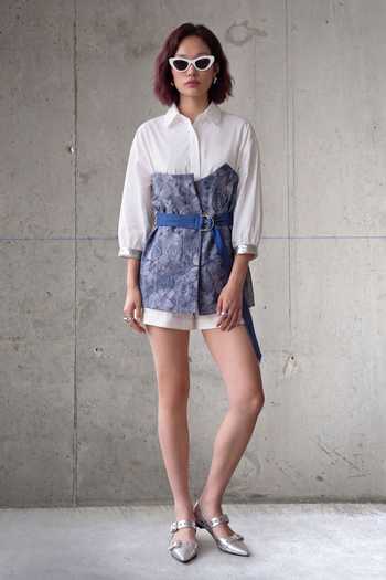Devina Juneja Dahlia Bracelet Shirt With Belt 