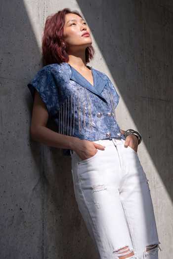 Devina Juneja Dahlia Chain Fringe Top 