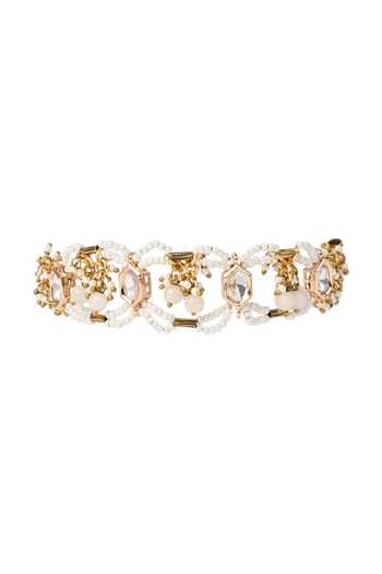House Of D"Oro Pearl & Kundan Embellished Bracelet 