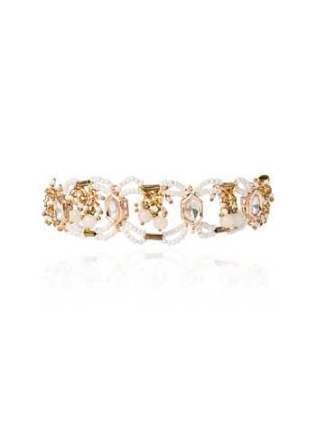 House Of D"Oro White Pearl And Kundan Embellished Bracelet Online at Aza Fashions House Of D"Oro_White Pearl And Kundan Embellished Bracelet _Online_at_Aza_Fashions
