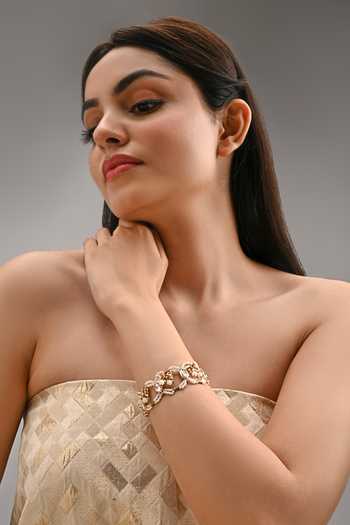 House Of D"Oro Pearl & Kundan Embellished Bracelet 