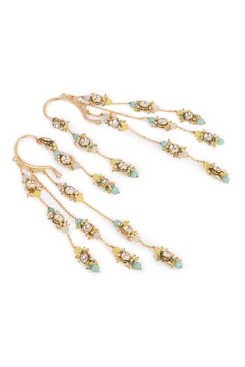 House Of D"Oro Multi Color Kundan Layered Pair Of Earcuff Earrings Online at Aza Fashions House Of D"Oro_Multi Color Kundan Layered Pair Of Earcuff Earrings _Online_at_Aza_Fashions