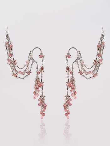 Shop House Of D"Oro Red Embellished Pair Of Ear Cuff Earrings Online at Aza Fashions Shop_House Of D"Oro_Red Embellished Pair Of Ear Cuff Earrings _Online_at_Aza_Fashions