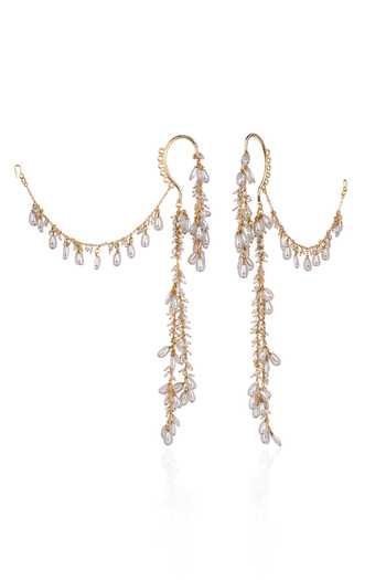 Buy House Of D"Oro White Pearl Drop Bunch Hanging Earcuff Earrings Online at Aza Fashions Buy_House Of D"Oro_White Pearl Drop Bunch Hanging Earcuff Earrings _Online_at_Aza_Fashions