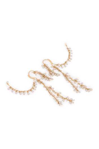 Shop House Of D"Oro White Pearl Drop Bunch Hanging Earcuff Earrings Online at Aza Fashions Shop_House Of D"Oro_White Pearl Drop Bunch Hanging Earcuff Earrings _Online_at_Aza_Fashions