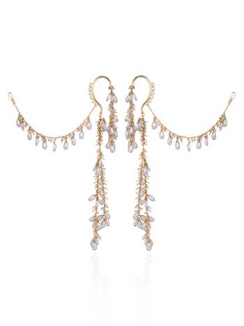 House Of D"Oro Pearl Drop Bunch Hanging Earcuff Earrings 