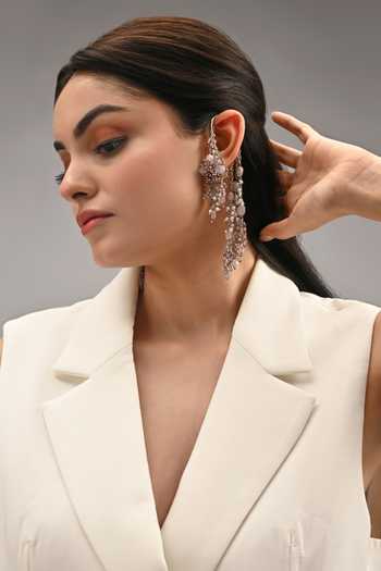 Shop House Of D"Oro Purple Crystal And Pearl Cuff Earrings Online at Aza Fashions Shop_House Of D"Oro_Purple Crystal And Pearl Cuff Earrings _Online_at_Aza_Fashions