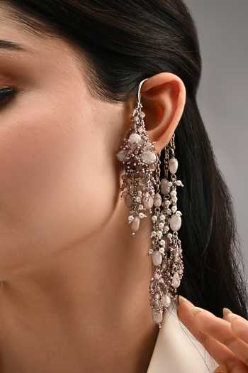 Buy House Of D"Oro Purple Crystal And Pearl Cuff Earrings Buy_House Of D"Oro_Purple Crystal And Pearl Cuff Earrings