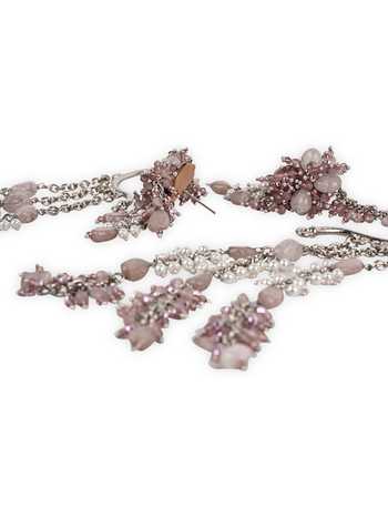 Shop House Of D"Oro Purple Crystal And Pearl Cuff Earrings Shop_House Of D"Oro_Purple Crystal And Pearl Cuff Earrings