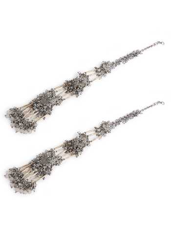 House Of D"Oro_Silver Plated Three Layered Kaan Chain Earrings _at_Aza_Fashions