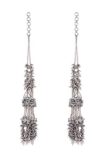 Buy_House Of D"Oro_Silver Plated Three Layered Crystal Studded Long Earrings _Online_at_Aza_Fashions