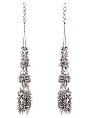 House Of D"Oro Three Layered Crystal Studded Long Earrings
