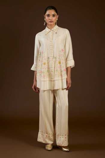 I Am Design I Am An Ivory Aari Work Shirt & Pant Co-ord Set 