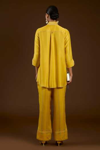 I Am Design I Am A Mustard Aari Work Shirt & Pant Co-ord Set 