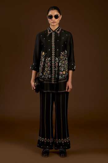 I Am Design I Am A Black Aari Work Shirt & Pant Co-ord Set 